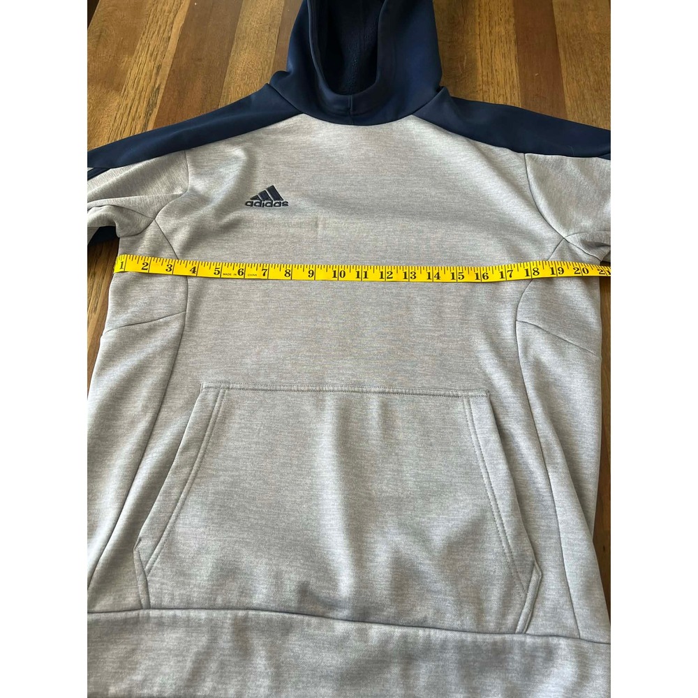Adidas Mens Team Issue Fleece Hoodie Grey Navy Blue Colorblock Small Pullover